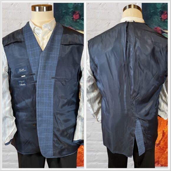Ralph Lauren RRL 44R Blue Plaid Casual Wool Silk Designer Blazer Sport Coat - Picture 6 of 14